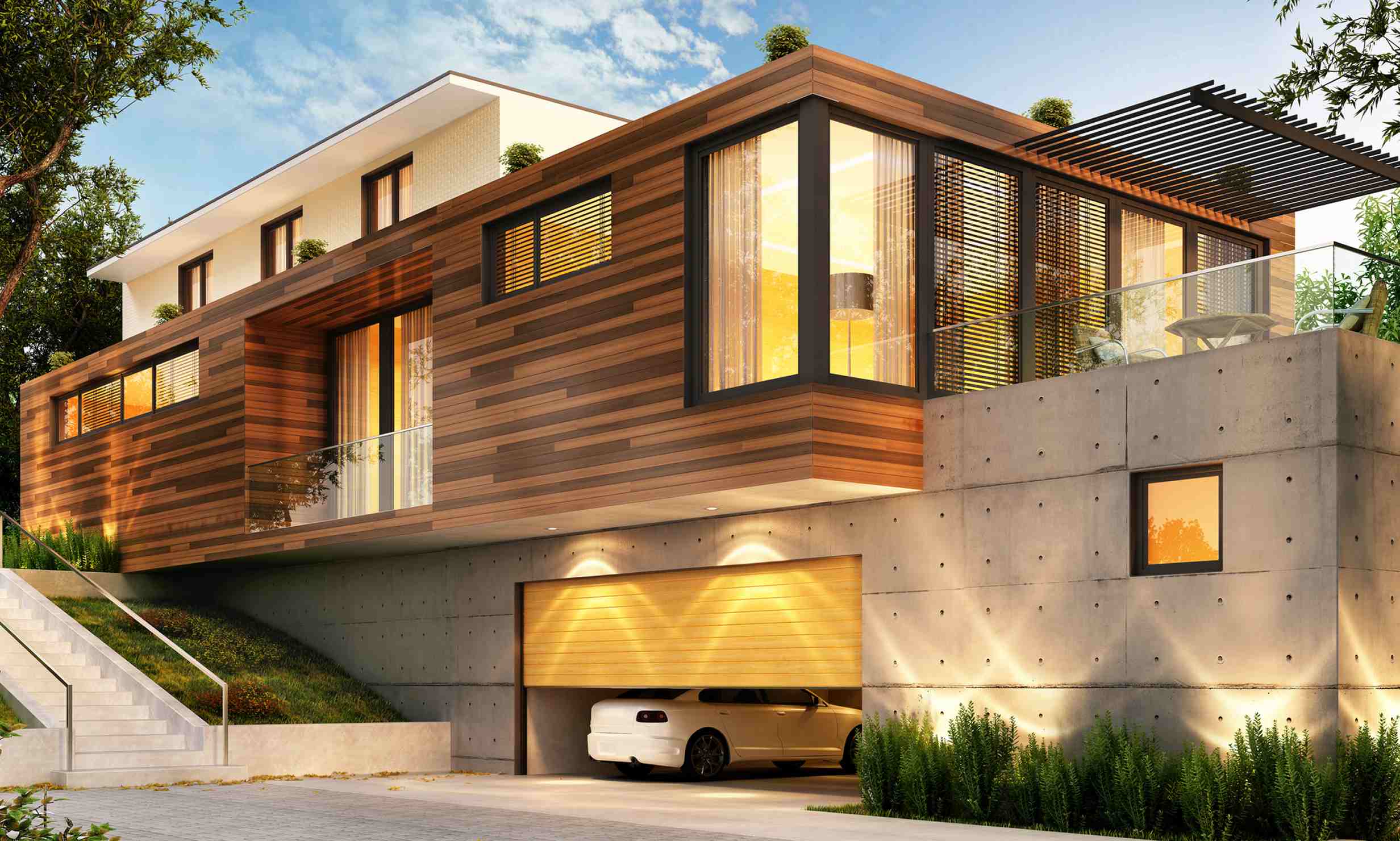 Exterior view of the residence and landscaping